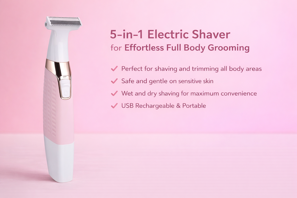 Electric Razors Shavers for Women, Trimmer 5 in 1 Wet/Dry